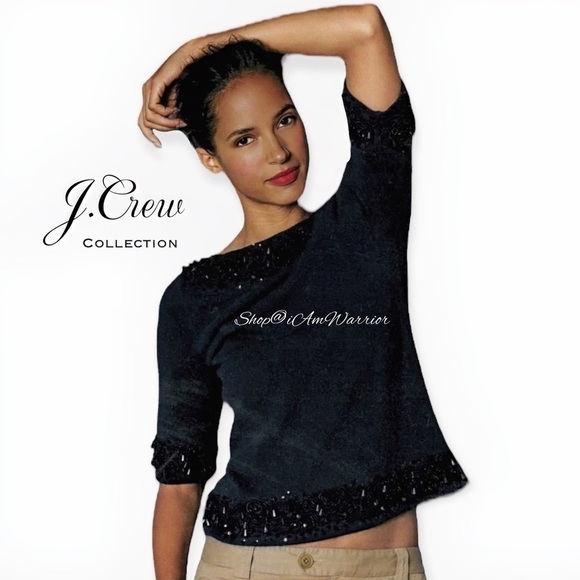 J.Crew Collection RARE chandelier beaded navy cashmere sweater *shop@iamwarrior - Picture 2 of 10